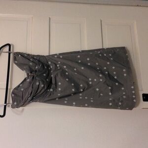 Strapless grey and white pola dot dree